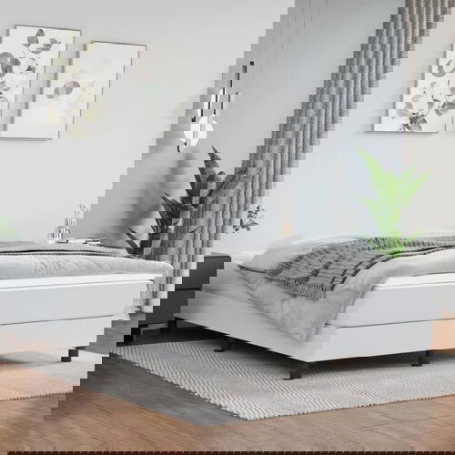 The Living Store Posteljni okvir bel 140x190 cm umetno usnje - Box Spring Posteljni Okvir, (21519074) Slike