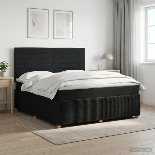  Boxspring krevet s madracem Crna 140 x 200 cm Tkanina Cijene