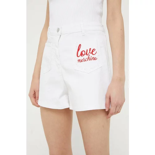 Love Moschino Traper kratke hlače za žene, boja: bijela, s aplikacijom, visoki struk