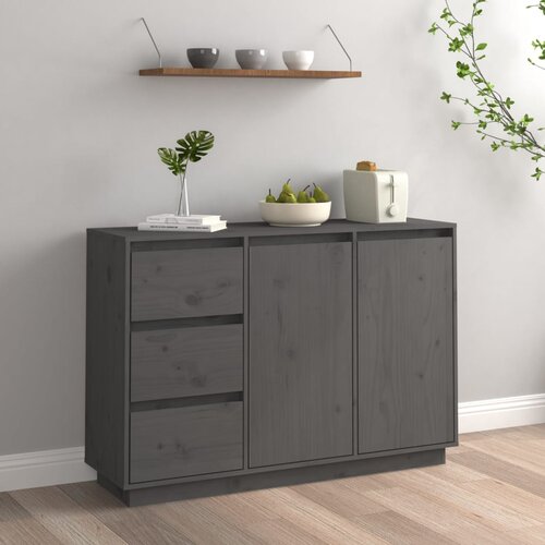 VidaXL Komoda siva 111 x 34 x 75 cm od masivne borovine Slike