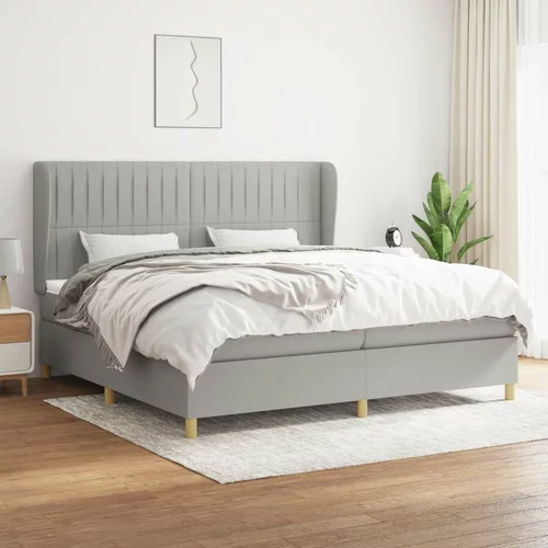  Box spring postelja z vzmetnico svetlo siva 200x200 cm blago, (20894632)