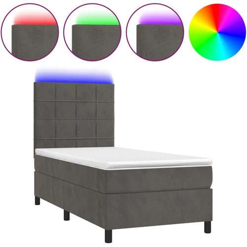 Maison Chic Box spring postelja - Vzmetna postelja z vzmetnico LED temno siva 90x200 cm žamet SL22192, (21906574) Cene