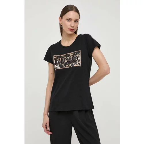 Liu Jo Pamučna majica za žene, boja: crna