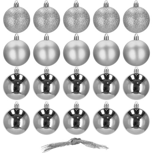  Set Božićnih kuglica 4 cm, srebrne - 20 komada Cene