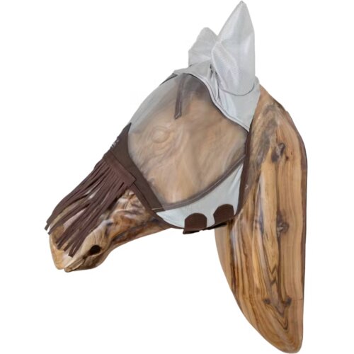 Kentucky Horsewear Klasična maska proti insektom, z u&amp;scaron;esi in nosnimi resicami, srebrna - Full Slike