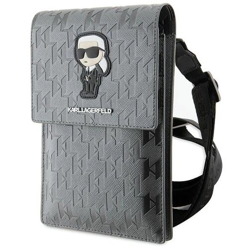 Karl Lagerfeld SAFFIANO MONOGRAM IKONIK ROČNA TORBA - SREBRNA ŽENSKA, (22007711) Slike