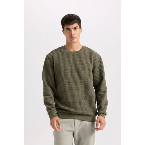 Defacto Regular Fit Crew Neck Jacquard Sweatshirt