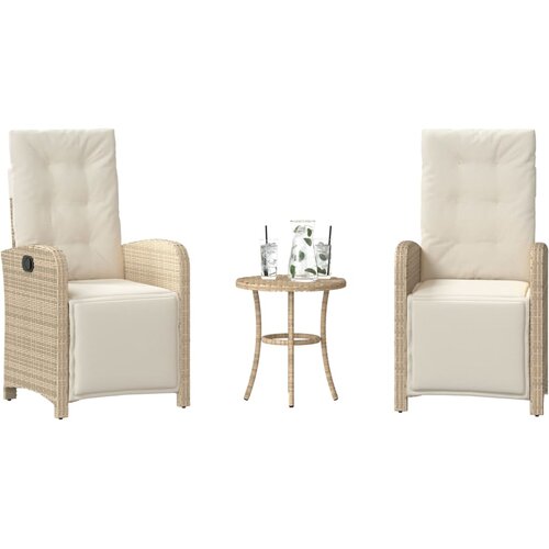 vidaXL 3-dijelni bistro set s jastucima bež od poliratana Cene