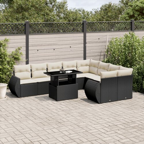 vidaXL 10-dijelni set vrtnih sofa s jastucima crni od poliratana Cijene