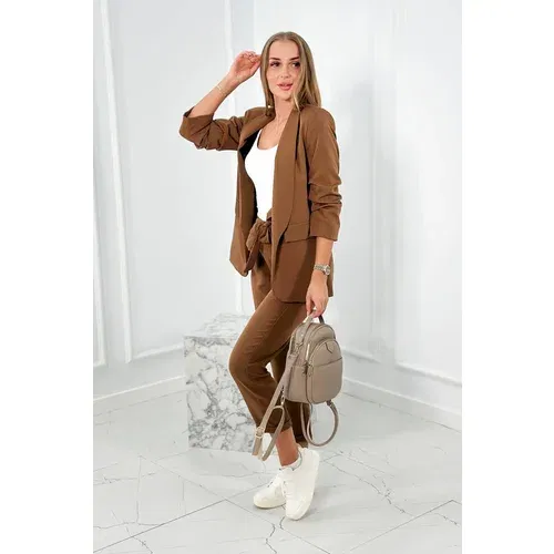 Kesi Elegant jacket complete with trousers with tie at the front cappuccino