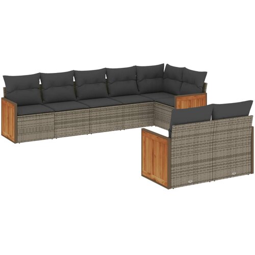  8-dijelni set vrtnih sofa od poliratana s jastucima sivi Slike