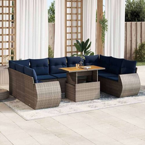vidaXL 10-dijelni set vrtnih sofa od poliratana s jastucima sivi Cijene