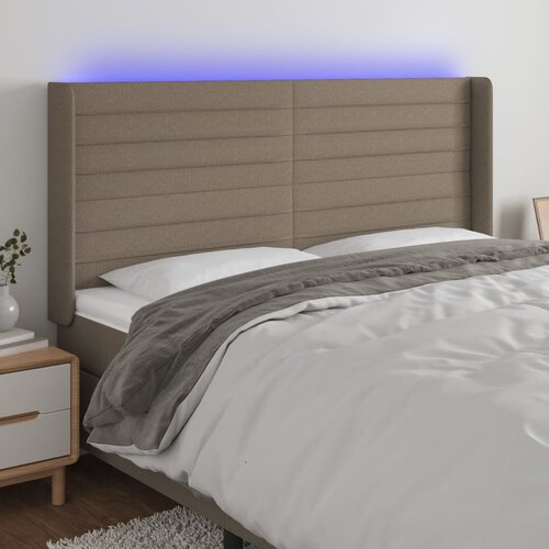  LED uzglavlje smeđesivo 183 x 16 x 118/128 cm od tkanine Cijene