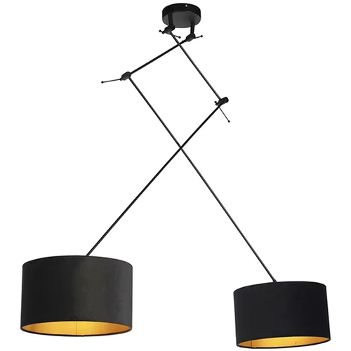 QAZQA Viseča svetilka z žametnimi odtenki črna z zlatom 35 cm - Blitz II črna