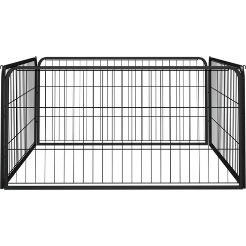 Ograda za pse s 4 panela crna 100 x 50 cm čelik obložen prahom Slike