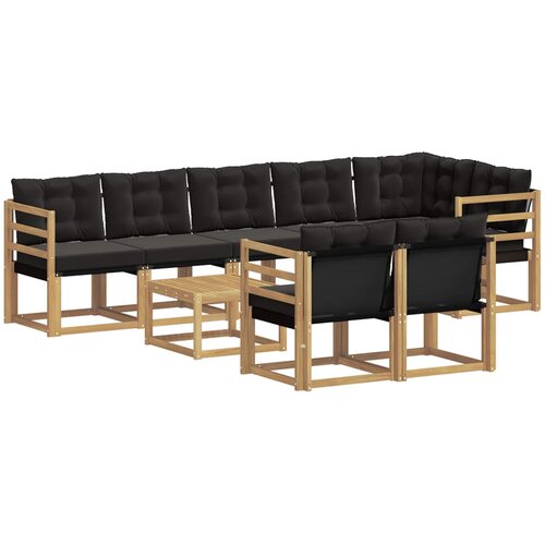 vidaXL Zunanja garnitura za sedenje z blazino 9 pcs Bela in črna, (5000270336) Cene