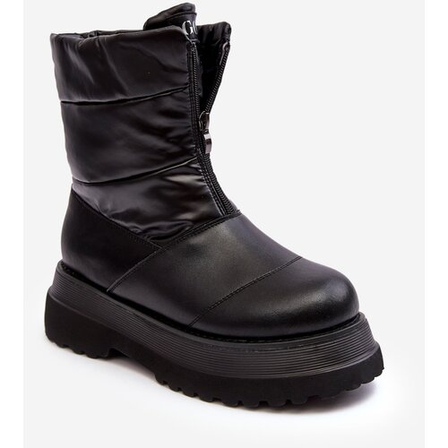 Kesi Women's snow boots with a thick sole with a zipper GOE black Cene