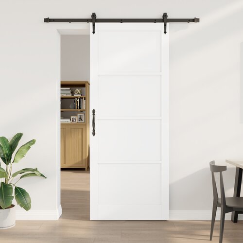 vidaXL Drsna vrata s kompletom opreme bela 93x232 cm masivni les bor, Notranja vrata 'ORKDAL'bela 93x232x4 cm masivni les bor Cene