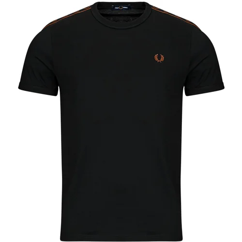 Fred Perry Majice s kratkimi rokavi CONTRAST TAPE RINGER Črna