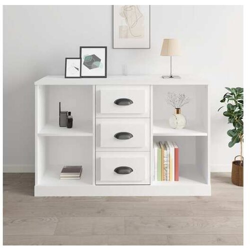  Komoda visok sijaj bela 104,5x35,5x67,5 cm inženirski les Cene