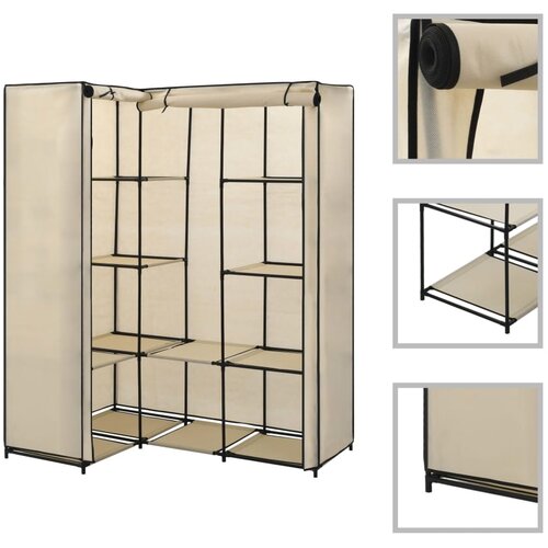 VidaXL Kotna garderobna omara 130x87x169 cm krem Slike