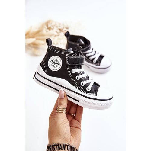 Boto Children's Leather Sneakers With Velcro Black Bruni Cene