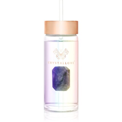 Crystallove Straw Water Bottle Posoda za vodo s slamico Hologram - Amethyst 400 ml Cene