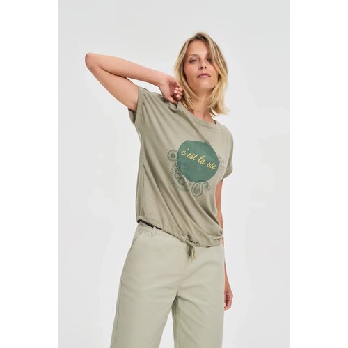 Marisse Cotton Blouse With Olive Print Slike