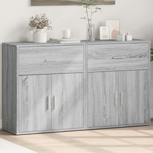 VidaXL Komoda 2 kom siva boja hrasta 60x31x70cm od konstruiranog drva Slike