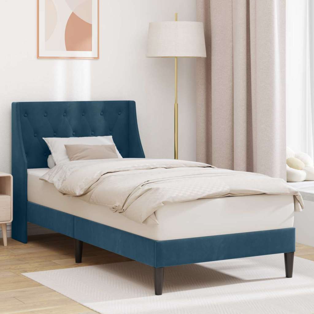  Okvir za krevet s uzglavljem Plava 90 x 200 cm Baršun - Plava 90 x 200 cm Cene