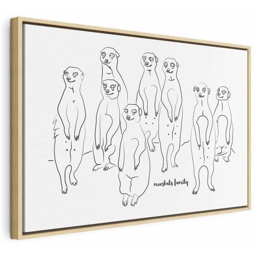  Slika - Animal Patrol (1-part) - Meerkats on Black and White Background 120x80 U prirodnom drvenom okviru Cene