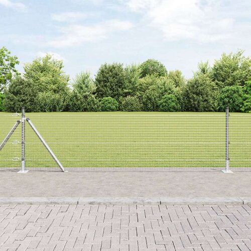 vidaXL Zvarjena žičnata ograja s 13 flanžastimi stebri 0.4x25 m pocinkano jeklo Cene