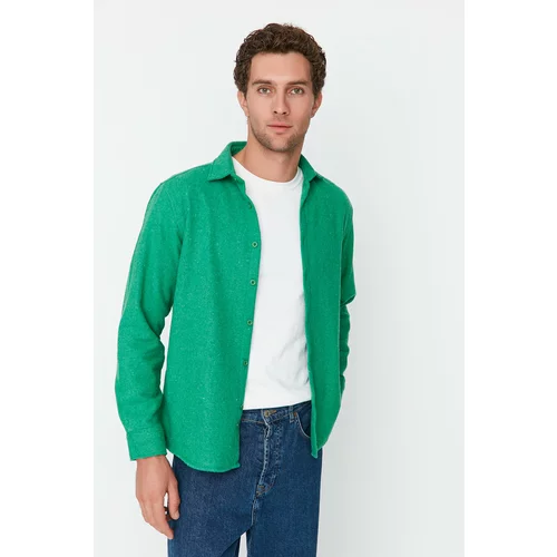 Trendyol Green Men Regular Fit Woodcut Plaid Shirt
