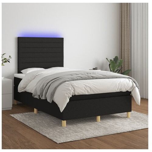  Krevet box spring s madracem LED crni 120 x 200 cm od tkanine Cijene