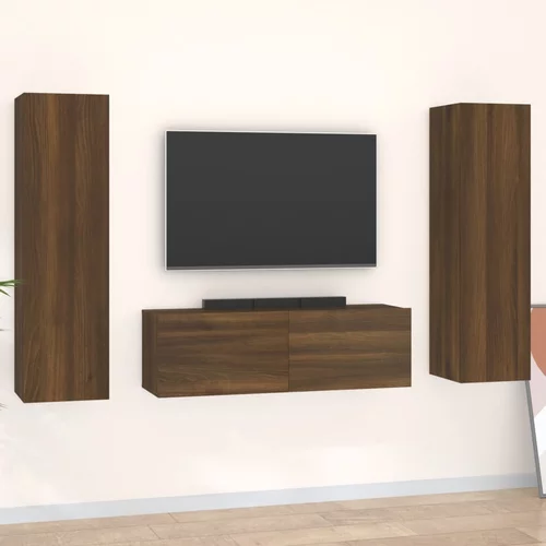 vidaXL Komplet TV omaric 3-delni rjav hrast inženirski les