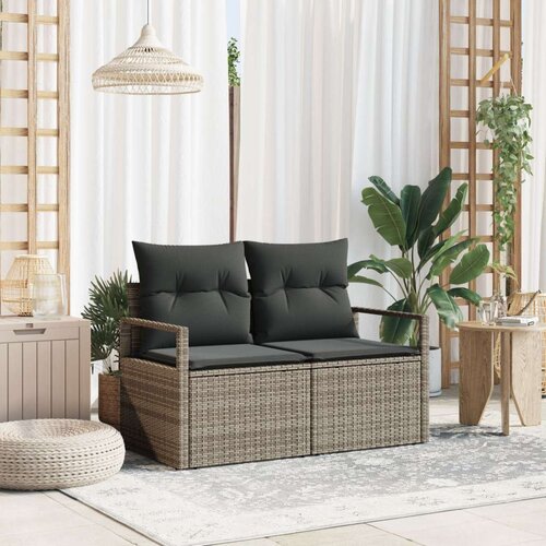 vidaXL Sofa za vrt s jastucima za 2 osobe Siva Poliratan Cene