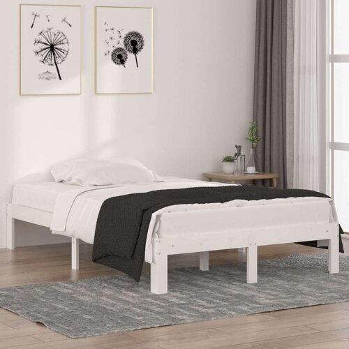  Posteljni okvir bel iz trdnega lesa 120x190 cm 4FT, (20905001) Slike
