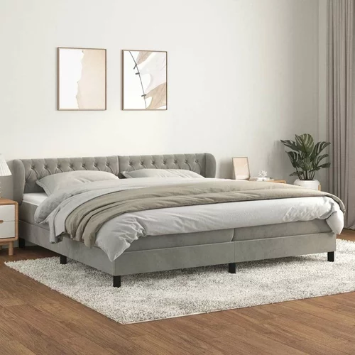  Box spring postelja z vzmetnico svetlo siva 200x200 cm žamet, (20788881)