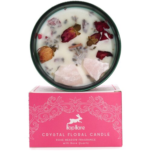 HOP Hare Kristalna čarobna sveča – Plamen ljubezni - Soy Wax, Fragrance, Glass, Gemstones - Home warming - Dan žena Cene