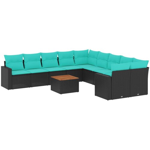  11-dijelni set vrtnih sofa od poliratana s jastucima crni Crna 65.5 x 62 x 69 cm Slike