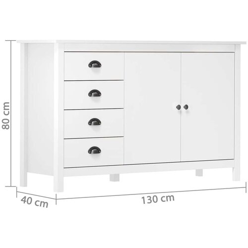 VidaXL komoda hill range bijela 130 x 40 x 80 cm od masivne borovine Slike