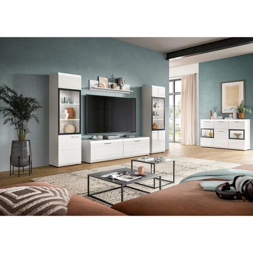 Livetastic Dnevni Regal Ice, Bela Visok Sijaj, 4-Delni Slike