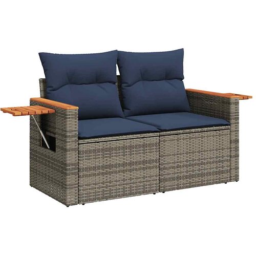  5-dijelni set vrtnih sofa od poliratana s jastucima sivi Slike