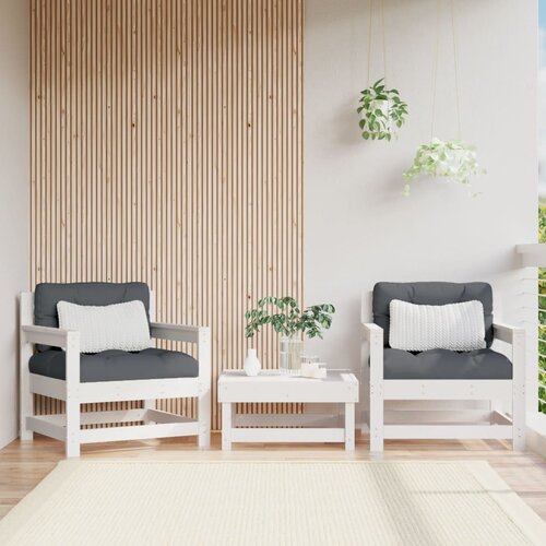 The Living Store Vrtni stoli z blazino 2 kosa bela trdna borovina - Vrtni Stol, (21476420) Cene