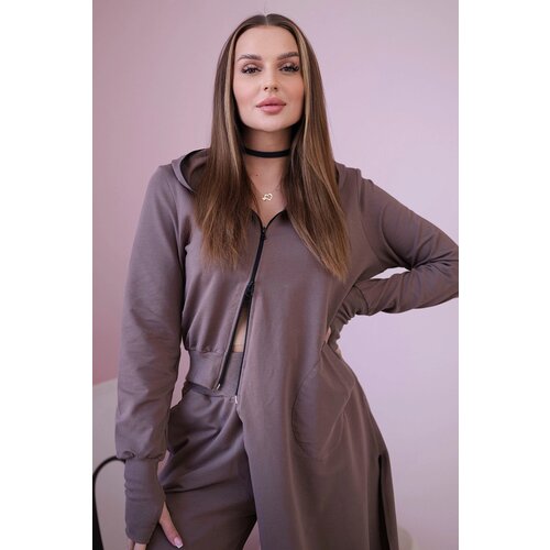 Kesi Set of sweatshirt with longer mocha side Cene
