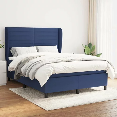  Box spring postelja z vzmetnico modra 140x200 cm blago, (20892807)