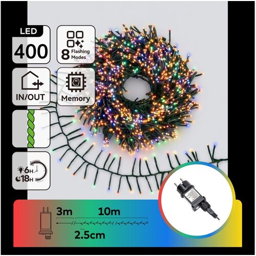Aigostar LED spolja&amp;scaron;nji božićni lanac lampica 400xLED/8 funkcija 13m IP44 vi&amp;scaron;ebojan Slike