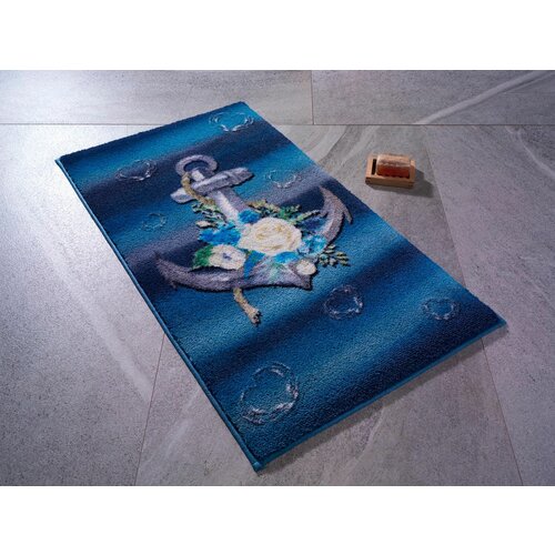 romantic anchor - dark blue (57 x 100) dark bluegreygreenwhite bathmat Slike