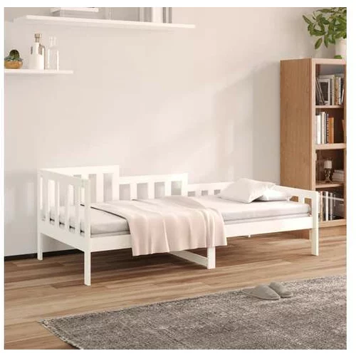  Dnevna postelja bela 90x190 cm trdna borovina