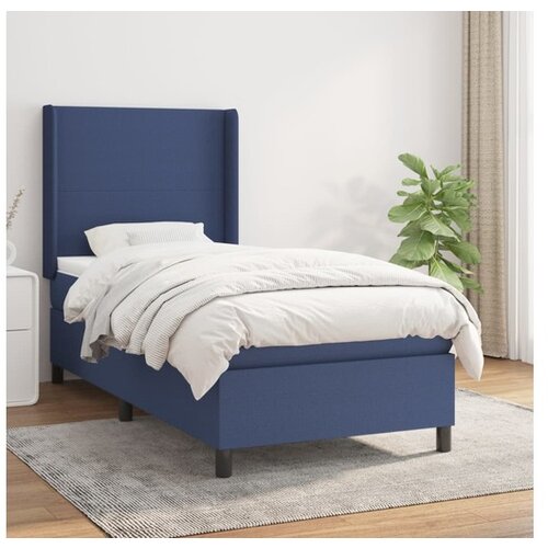 vidaXL Box spring postelja z vzmetnico moder 90x190 cm blago Cene